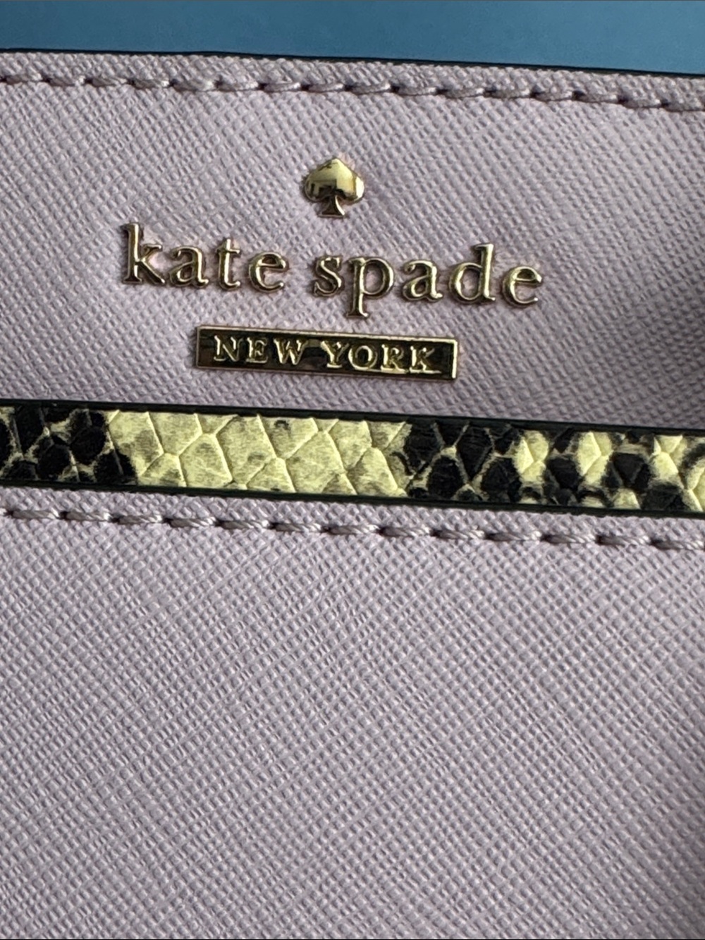 kate spade Lilac Satchel with Yellow Snake-Accent Trim - Picture 6 of 16